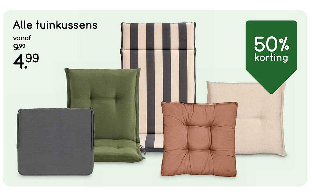 Alle tuinkussens 50% korting
