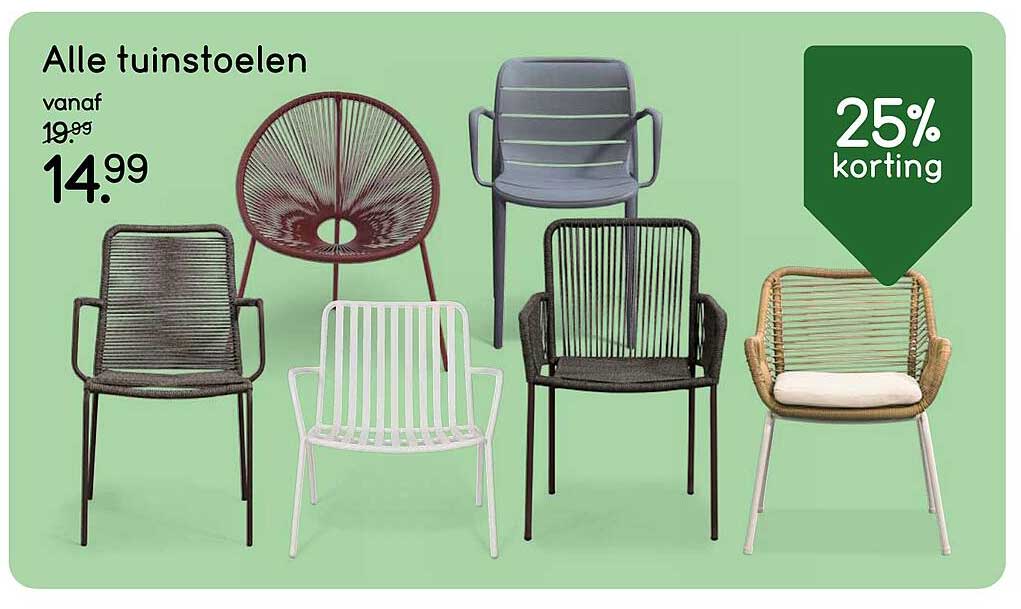 Alle tuinstoelen 25% korting