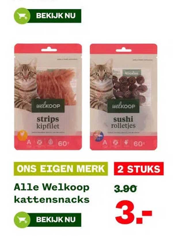 Alle Welkoop kattensnacks 2 STUKS