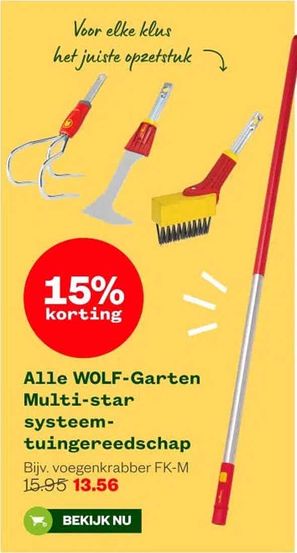 Alle WOLF-Garten Multi-star systeem-tuingereedschap 15% korting