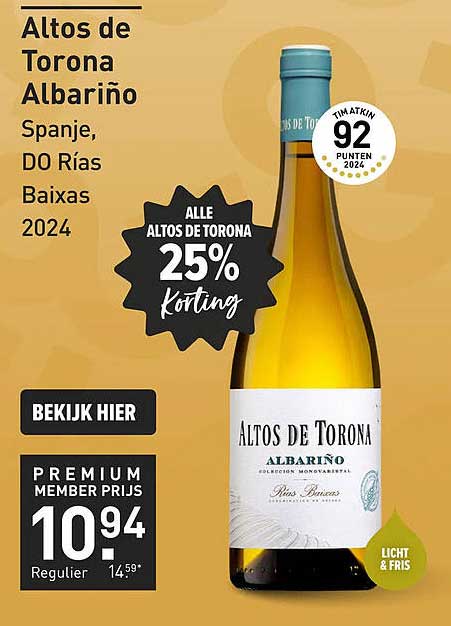 Altos de Torona Albariño Spanje, DO Rías Baixas 2024 25% korting