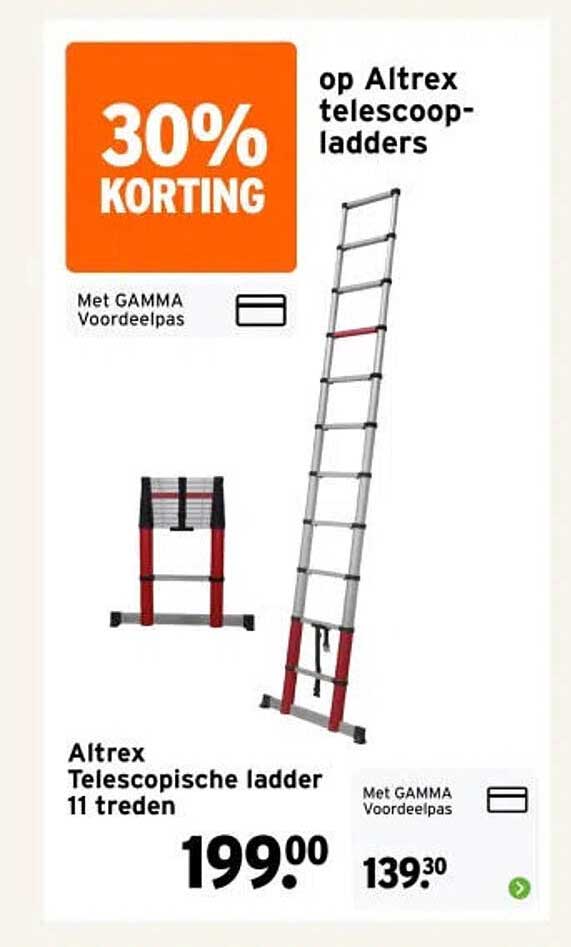 Altrex telescopische ladder 11 treden 30% korting