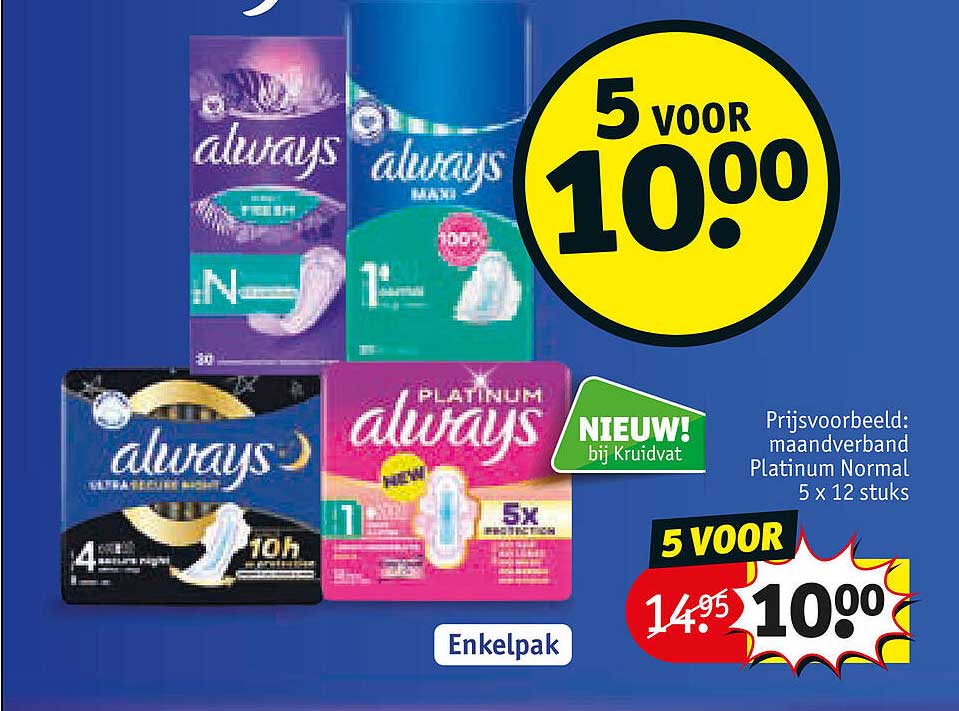 Always maandverband Platinum Normal 5 x 12 stuks - 5 voor 10.00