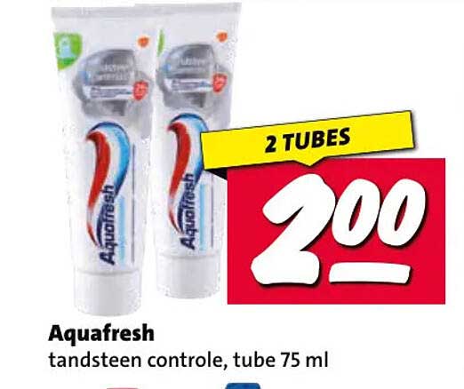 Aquafresh tandsteen controle, tube 75 ml 2 TUBES