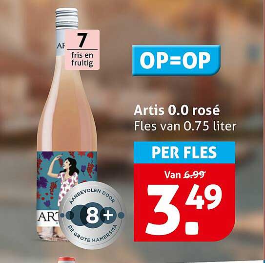 Artis 0.0 rosé Fles van 0.75 liter OP=OP
