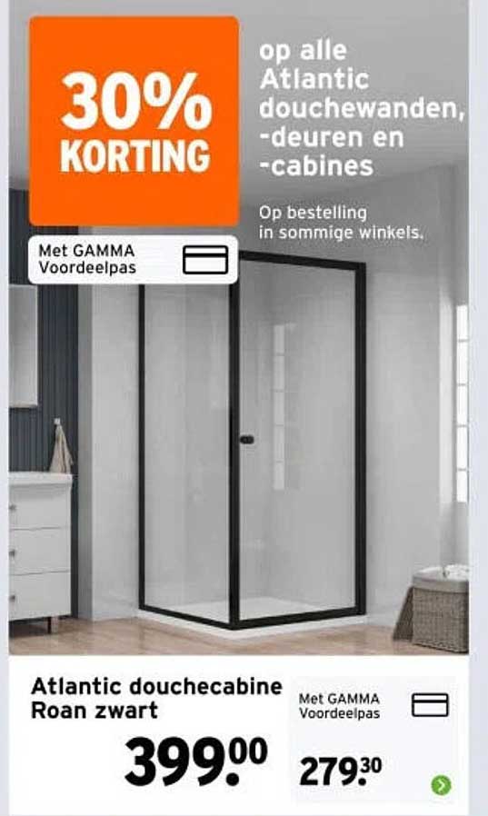 Atlantic douchecabine Roan zwart 30% KORTING