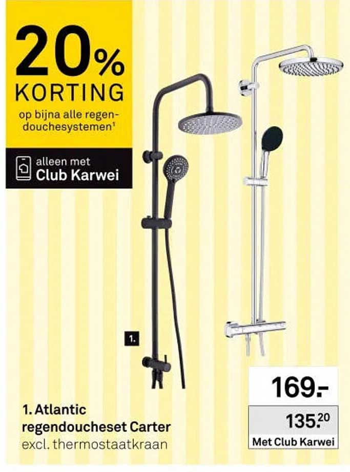 Atlantic regendoucheset Carter excl. thermostaatkraan 20% KORTING