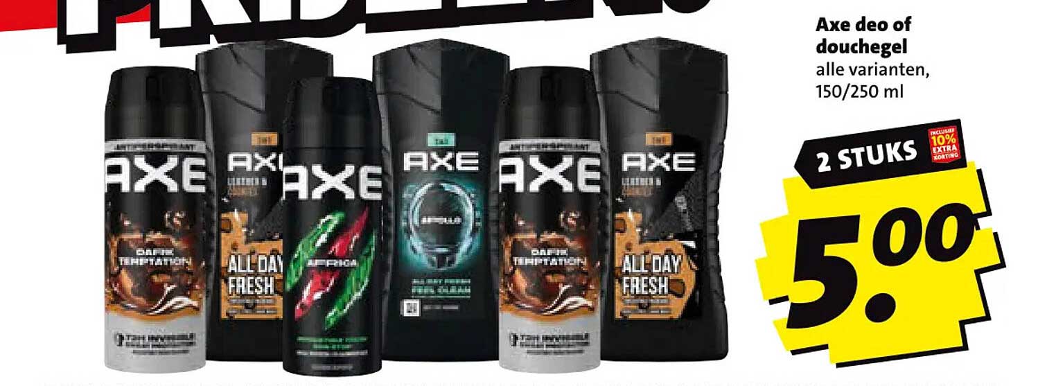 Axe deo of douchegel alle varianten, 150/250 ml