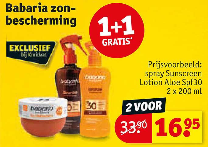 Babaria zon-bescherming 1+1 gratis