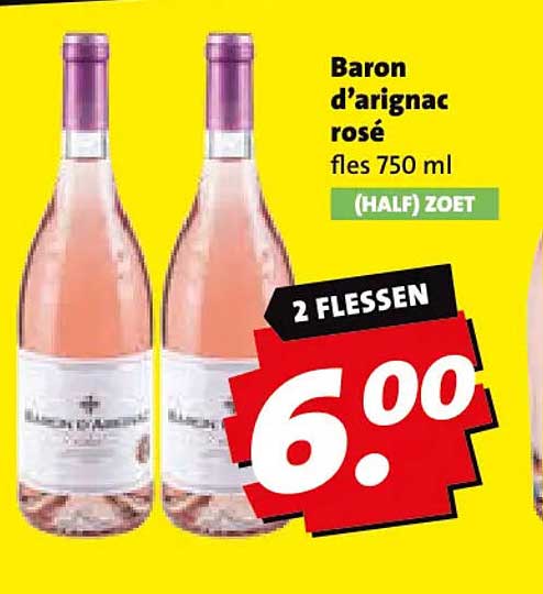 Baron d’arignac rosé fles 750 ml (HALF) ZOET 2 FLESSEN