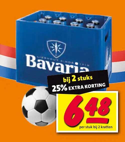 Bavaria 6.48 per stuk bij 2 kratten bij 2 stuks 25% extrakorting
