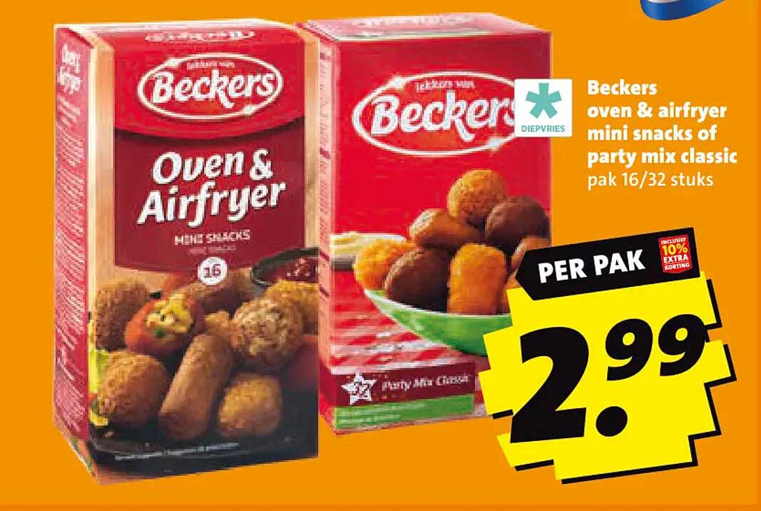Becers oven & airfryer mini snacks of party mix classic pak 16/32 stuks
