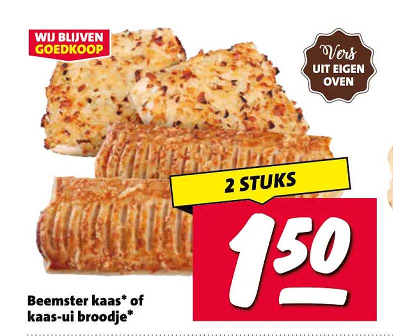 Beemster kaas* of kaas-ui broodje* 2 STUKS