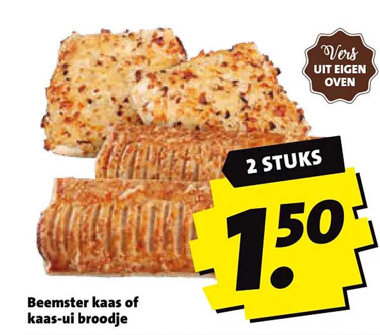Beemster kaas of kaas-ui broodje 2 STUKS