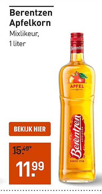 Berentzen Appelkorn Mixlikeur, 1 liter