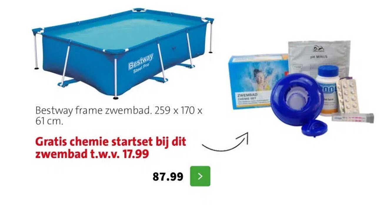 Bestway frame zwembad. 259 x 170 x 61 cm. Gratis chemie startset bij dit zwembad t.w.v. 17.99