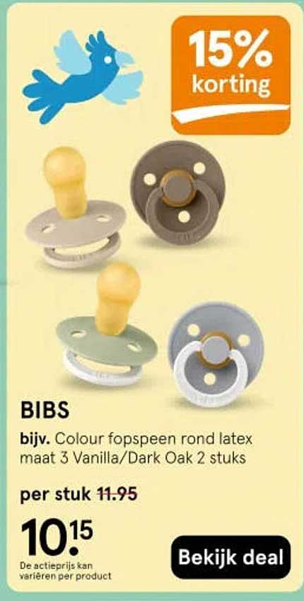 BIBS bijv. Colour fopspeen rond latex maat 3 Vanilla/Dark Oak 2 stuks 15% korting