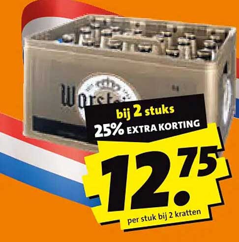 bij 2 stuks 25% EXTRA KORTING 12.75 per stuk bij 2 kratten