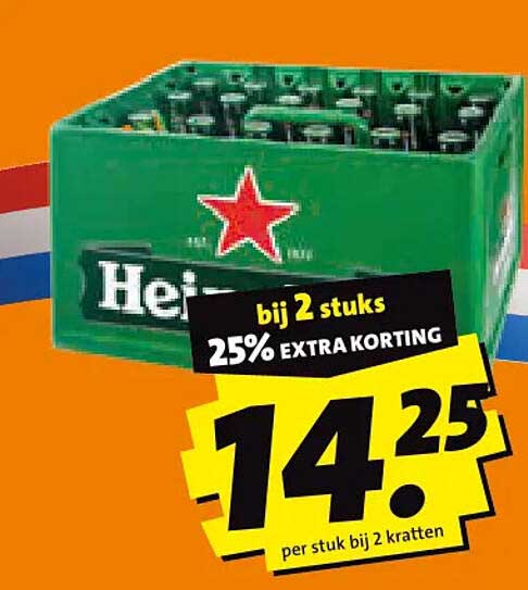 bij 2 stuks 25% extra korting 14.25 per stuk bij 2 kratten