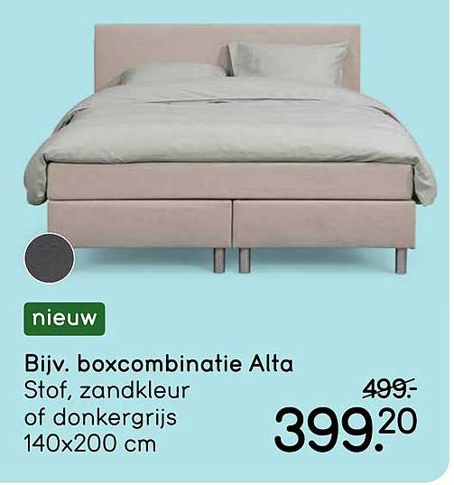 Bijv. boxcombinatie Alta Stof, zandkleur of donkergrijs 140x200 cm