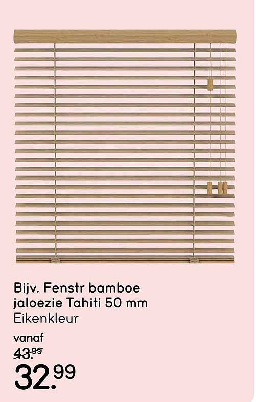 Bijv. Fenstr bamboe jaloezie Tahiti 50 mm Eikenkleur