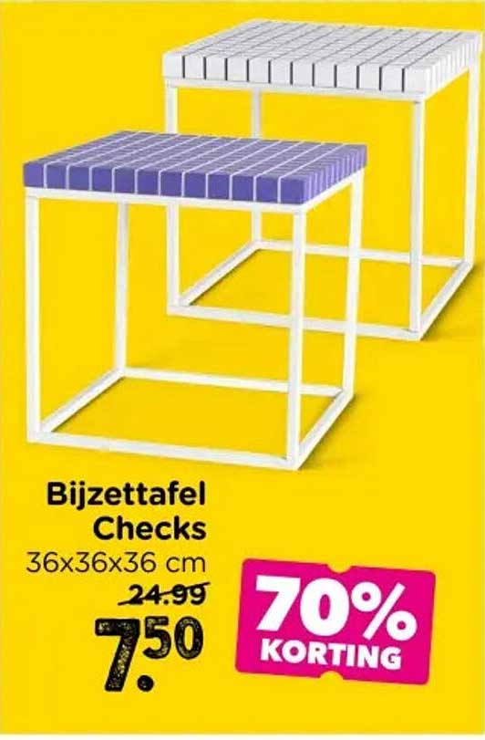 Bijzettafel Checks 36x36x36 cm 70% korting