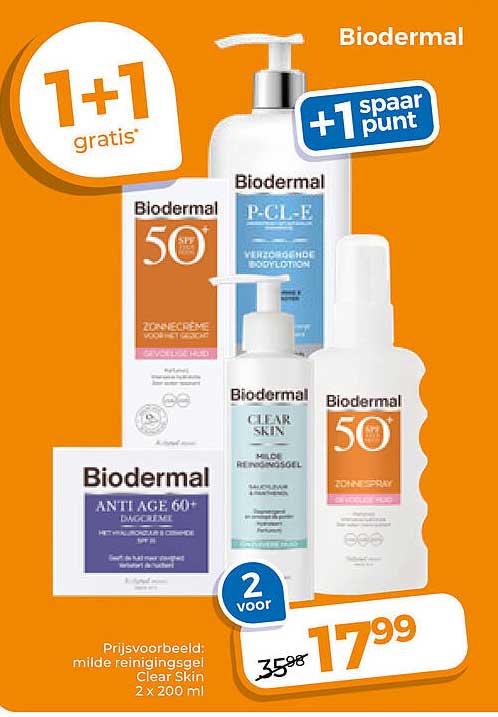 Biodermal +1 spaar punt 1+1 gratis