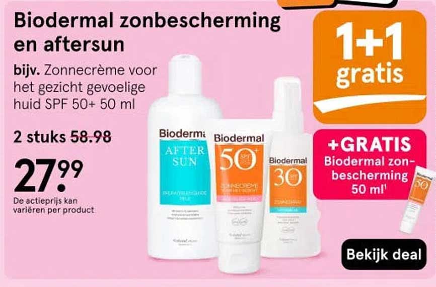 Biodermal zonbescherming en aftersun 1+1 gratis
