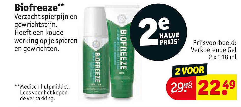 Biofreeze 2e halve prijs