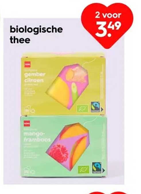 biologische thee 2 voor 3,49