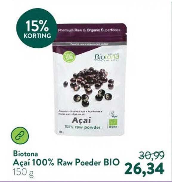 Biotona Açaï 100% Raw Poeder BIO 15% KORTING