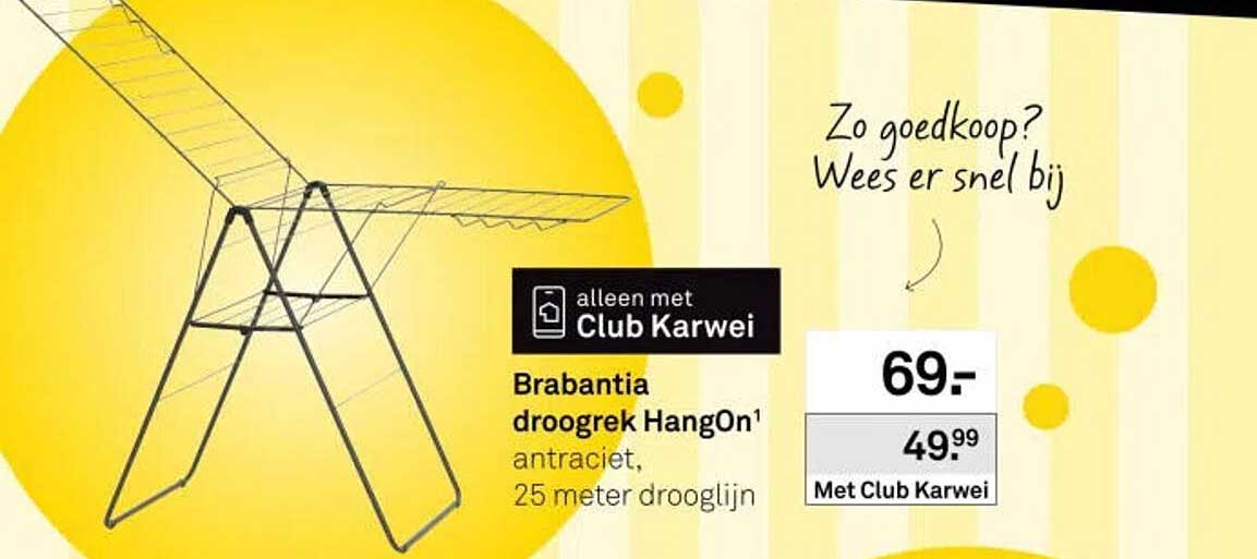 Brabantia droogrek HangOn antraciet, 25 meter drooglijn