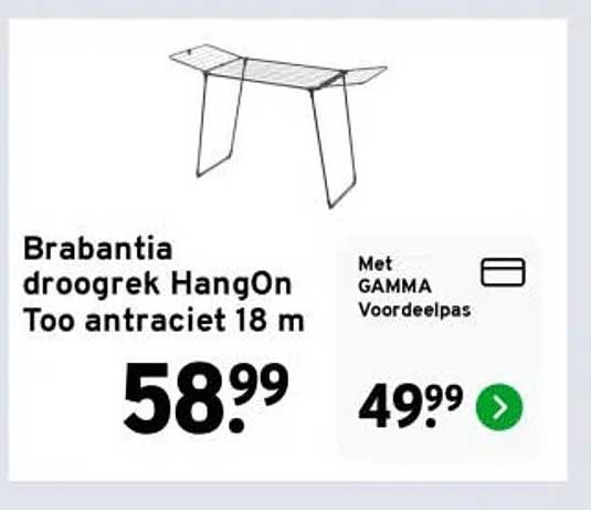 Brabantia droogrek HangOn Too antraciet 18 m