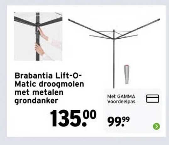 Brabantia Lift-O-Matic droogmolen met metalen grondanker