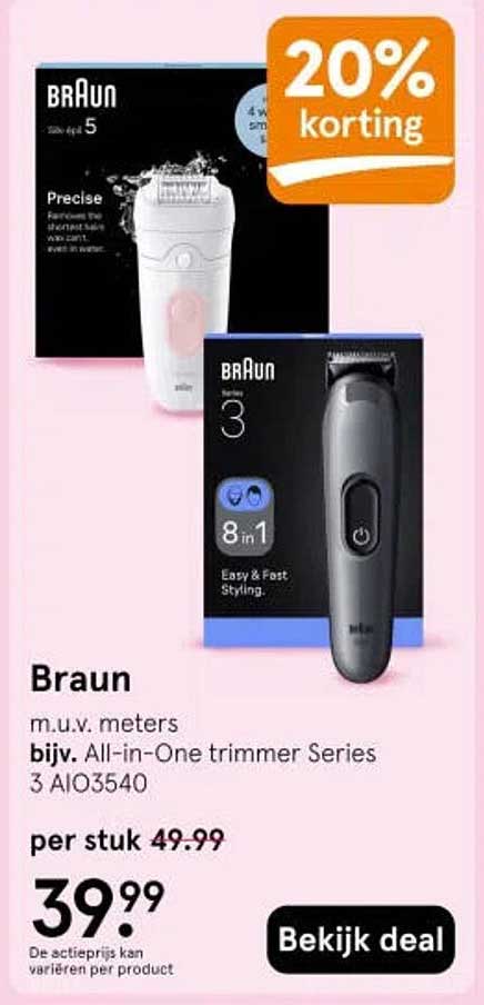 Braun m.u.v. meters bijv. All-in-One trimmer Series 3 AIO3540 20% korting