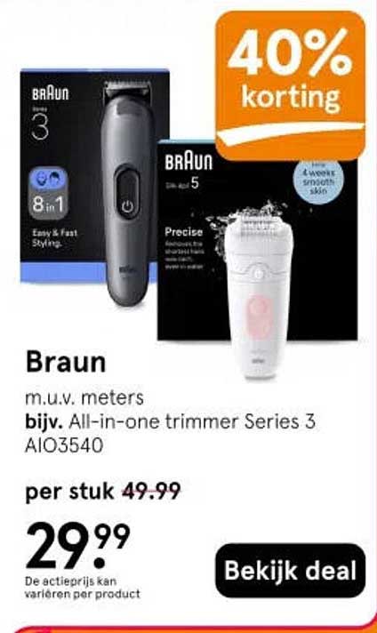 Braun m.u.v. meters bijv. All-in-one trimmer Series 3 AIO3540 40% korting