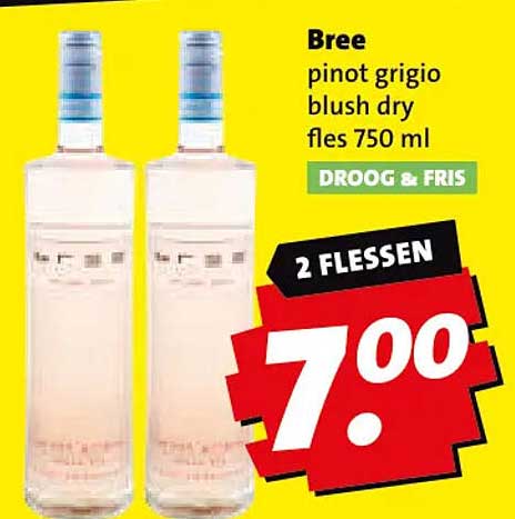Bree pinot grigio blush dry fles 750 ml DROOG & FRIS 2 FLESSEN
