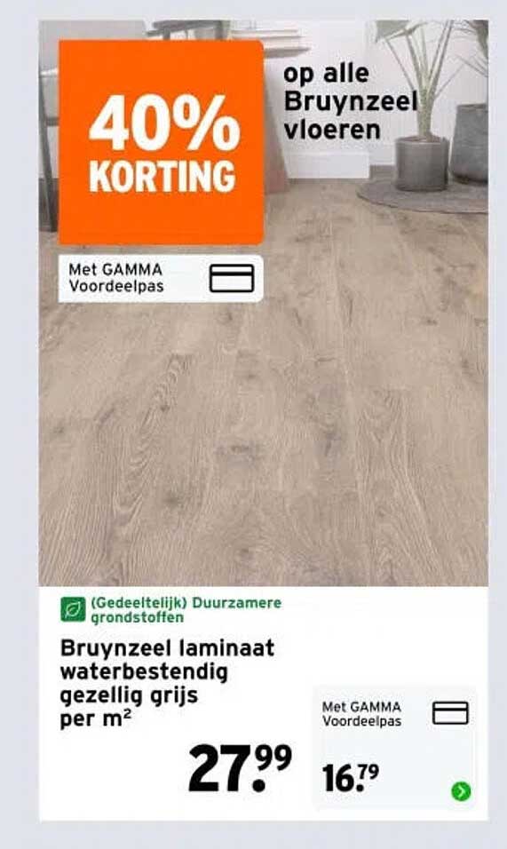 Bruynzeel laminaat waterbestendig gezellig grijs per m² 40% KORTING