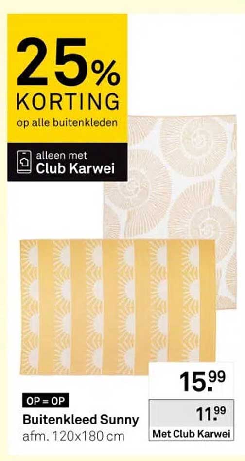 Buitenkleed Sunny afm. 120x180 cm