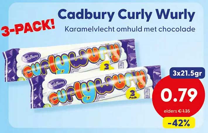 Cadbury Curly Wurly 3-PACK! Karamelvlecht omhuld met chocolade