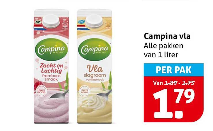 Campina vla Alle pakken van 1 liter PER PAK