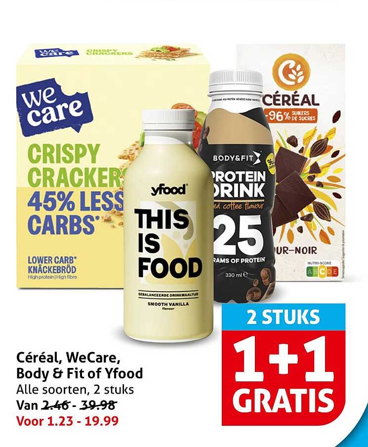 Céréal, WeCare, Body & Fit of Yfood Alle soorten, 2 stuks 1+1 gratis