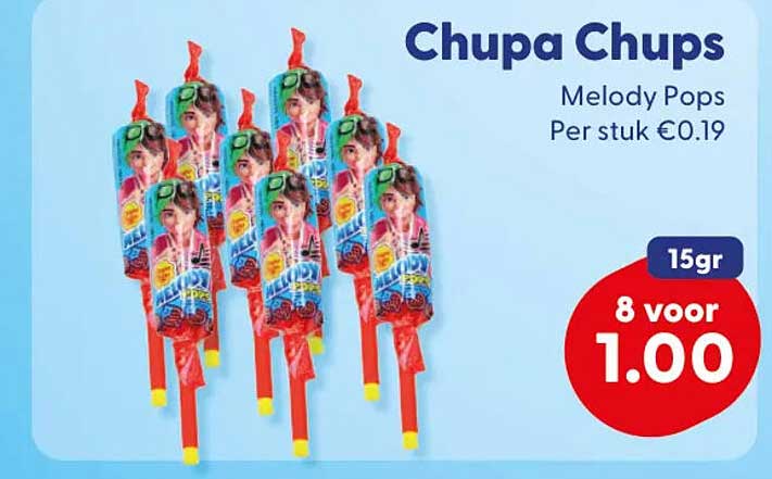 Chupa Chups Melody Pops 15gr 8 voor 1.00
