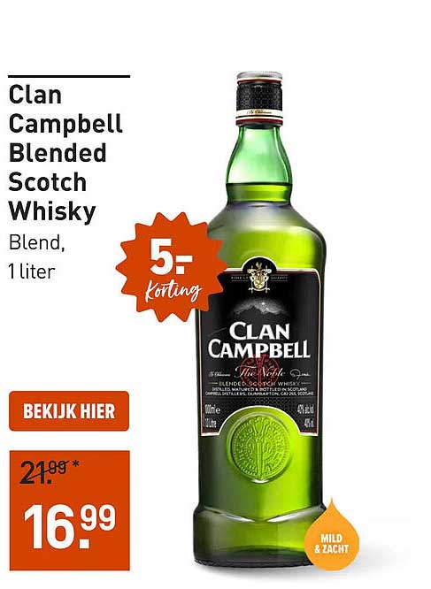 Clan Campbell Blended Scotch Whisky Blend, 1 liter