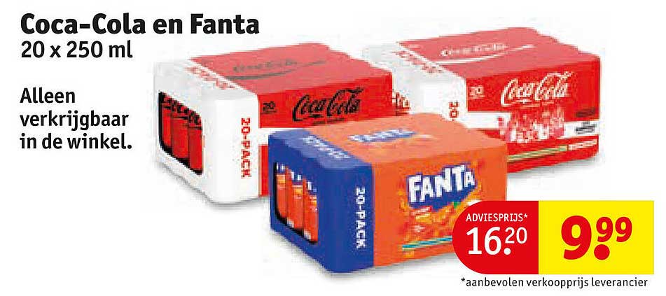 Coca-Cola en Fanta 20 x 250 ml