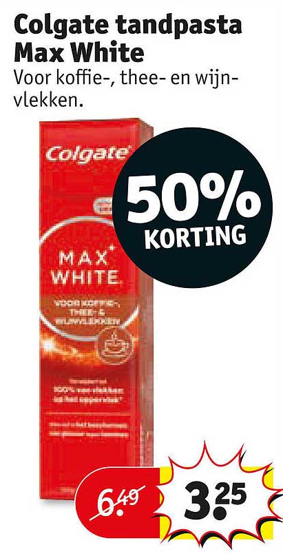 Colgate tandpasta Max White 50% KORTING