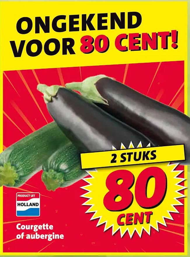 Courgette of aubergine 2 STUKS 80 CENT