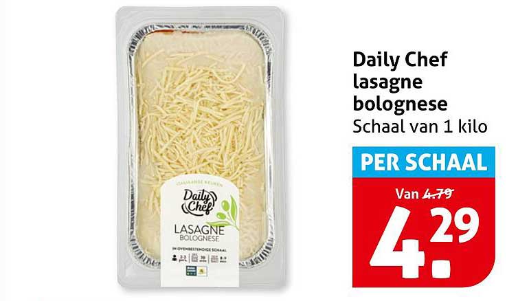 Daily Chef lasagne bolognese Schaal van 1 kilo PER SCHAAL