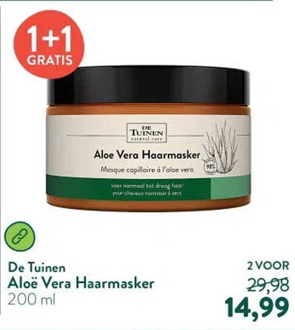 De Tuinen Aloë Vera Haarmasker 1+1 gratis