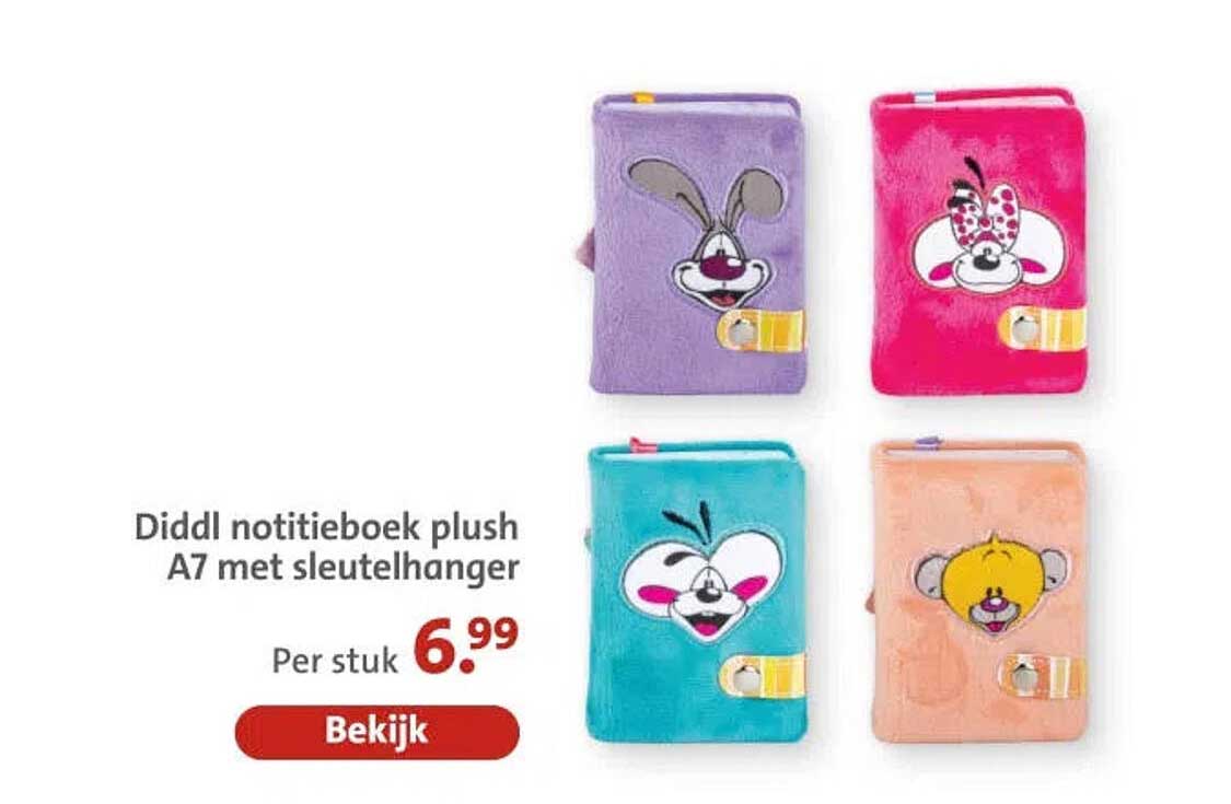 Diddl notitieboek plush A7 met sleutelhanger